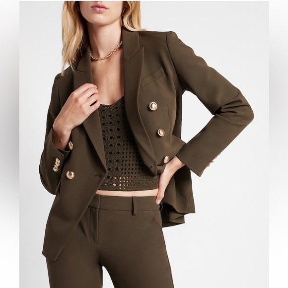 Express Editor Peak Lapel Double Breasted Blazer - Picture 2 of 6